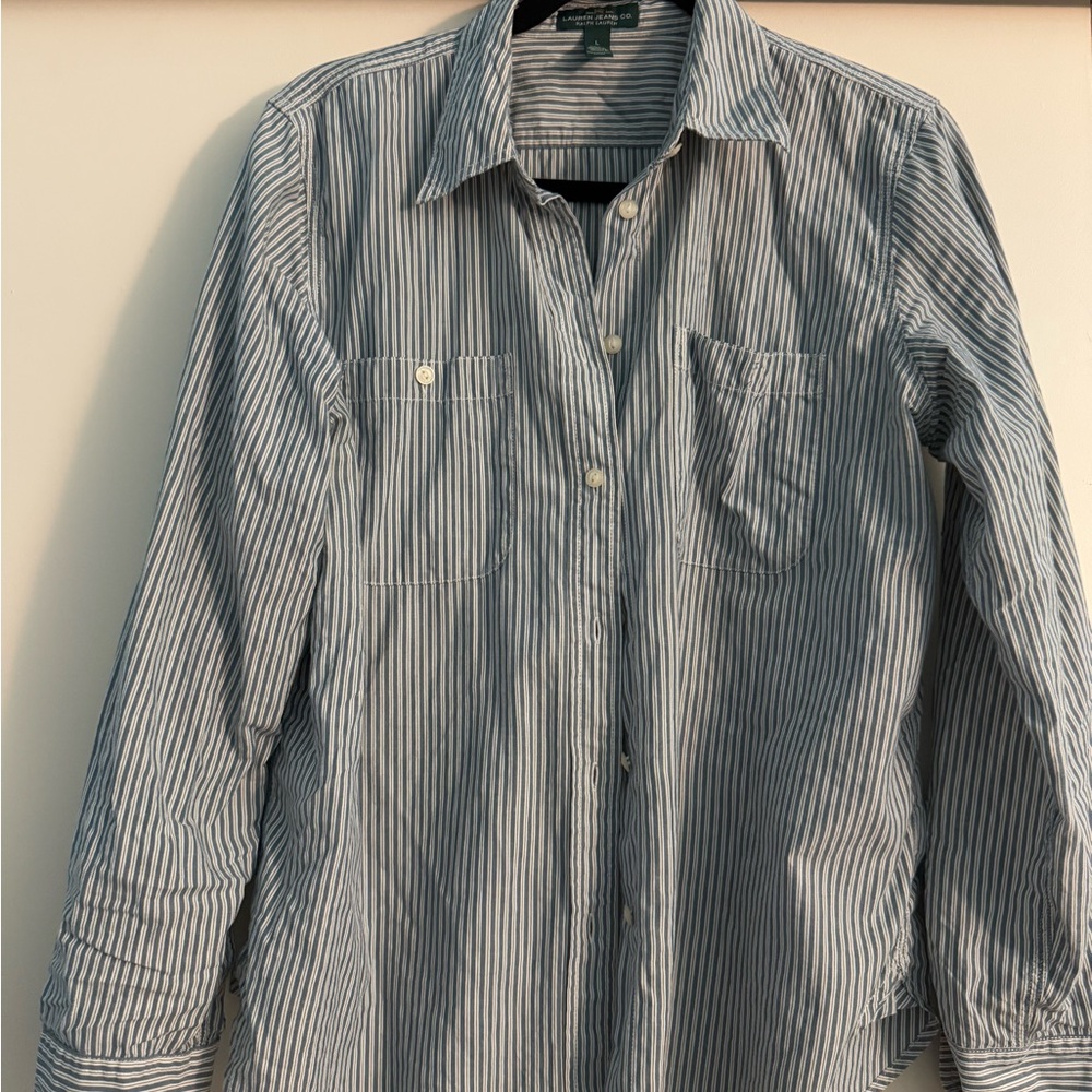 Lauren Jeans Co. (Ralph Lauren) : Blue Striped Button-down Shirt